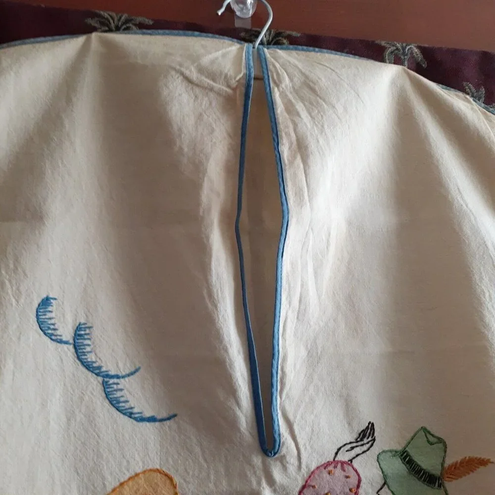 1940's Laundry Bag Embroidered Switzerland Lederhosen Man Corset Dress Lady